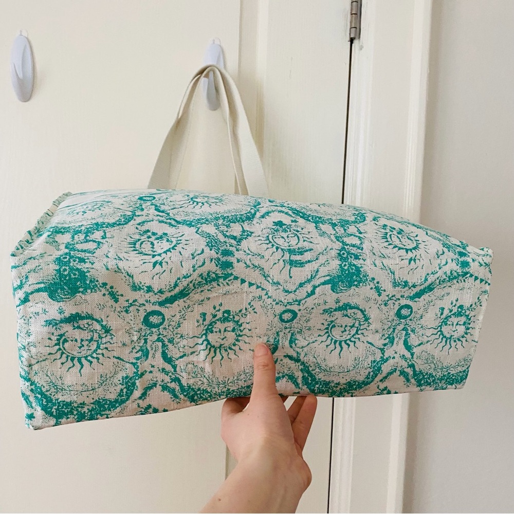 Brand New Christian Dior Green Dioriviera Print Linen Blend Tote Bag XL size - Picture 6 of 14